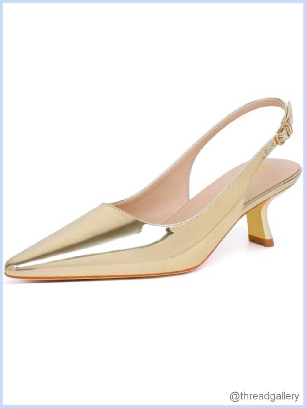 Kitten Heel Slingback Pointed Toe Pump Faux Leather